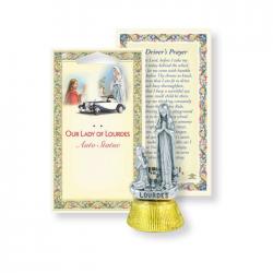  O.L. OF LOURDES AUTO STATUE WITH PRAYER CARD (2 PC) 